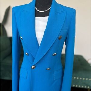 Zara Vibrant Blue Blazer with Gold Buttons